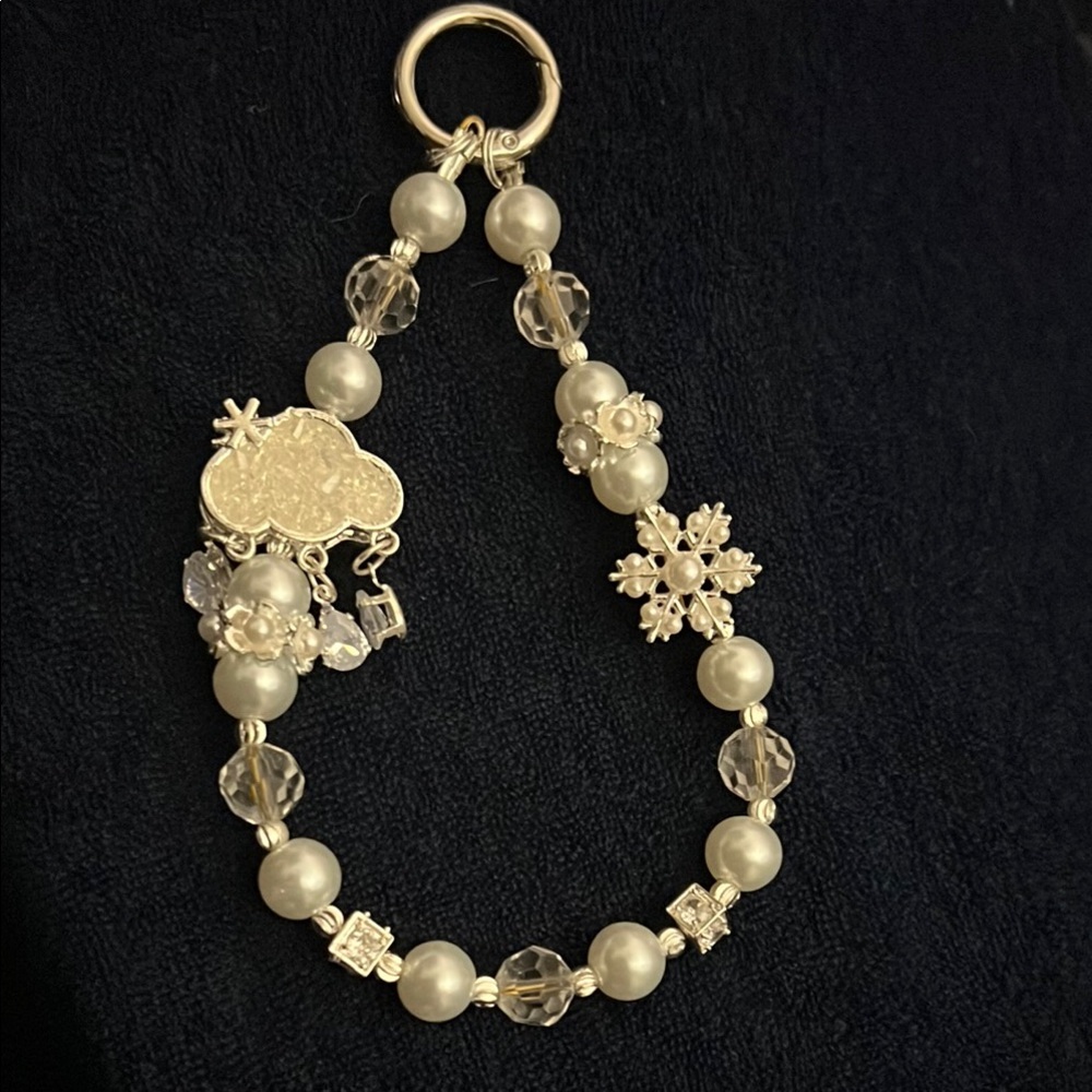 Elegant Pearl and Crystal phone chain
